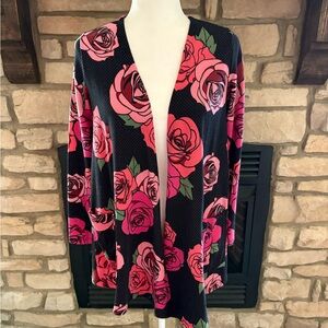 LuLaRoe Small “Caroline” Cardigan Rose print